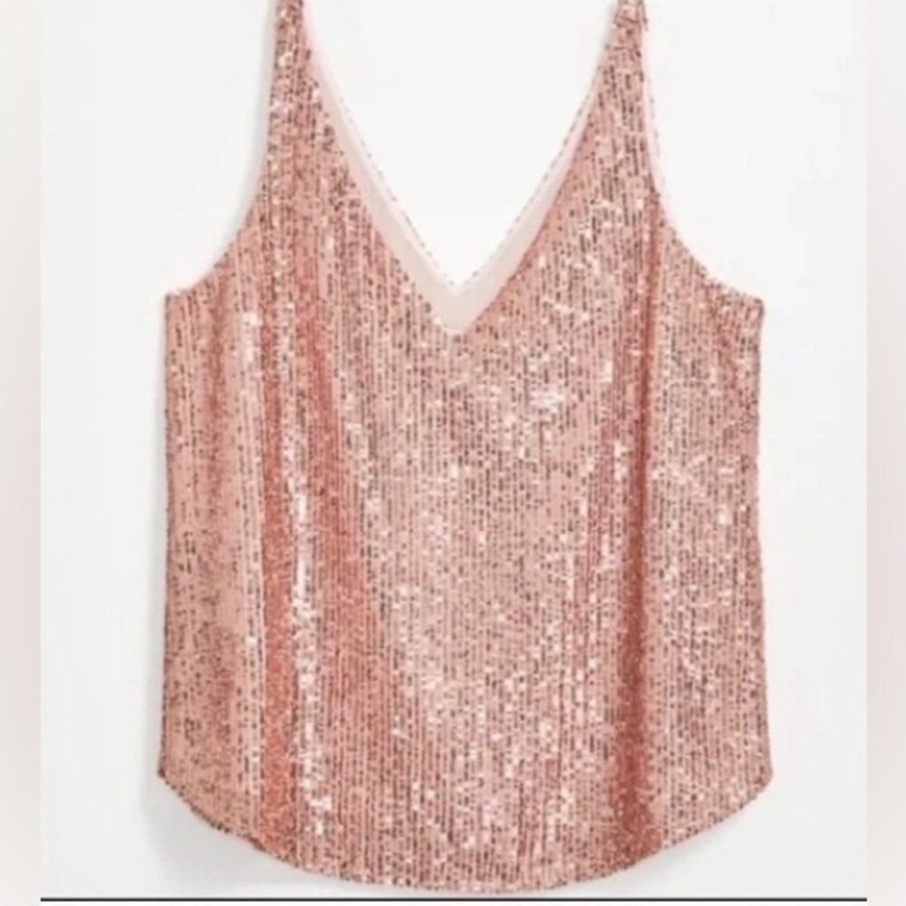 Loft Double Tank Top pink sequin size L